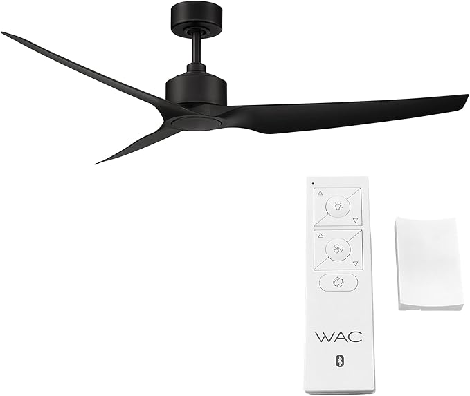 WAC Smart Fans Stella Indoor and Outdoor 3-Blade Smart Home Ceiling Fan 60in Matte Black with Remote Control works with Alexa and iOS or Android App (NO LED LIGHT KIT)