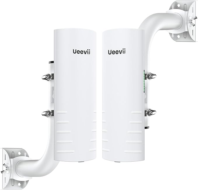 Wireless Bridge Outdoor with 2 Bracket: UeeVii CPE452 Point to Point 5.8G Long Range WiFi CPE - Work with Starlink - Extend Network to Shop Barn Garage, with 14DBi Antenna 24V PoE 2 LAN Port 2Pcs