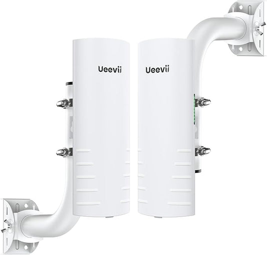 Wireless Bridge Outdoor with 2 Bracket: UeeVii CPE452 Point to Point 5.8G Long Range WiFi CPE - Work with Starlink - Extend Network to Shop Barn Garage, with 14DBi Antenna 24V PoE 2 LAN Port 2Pcs