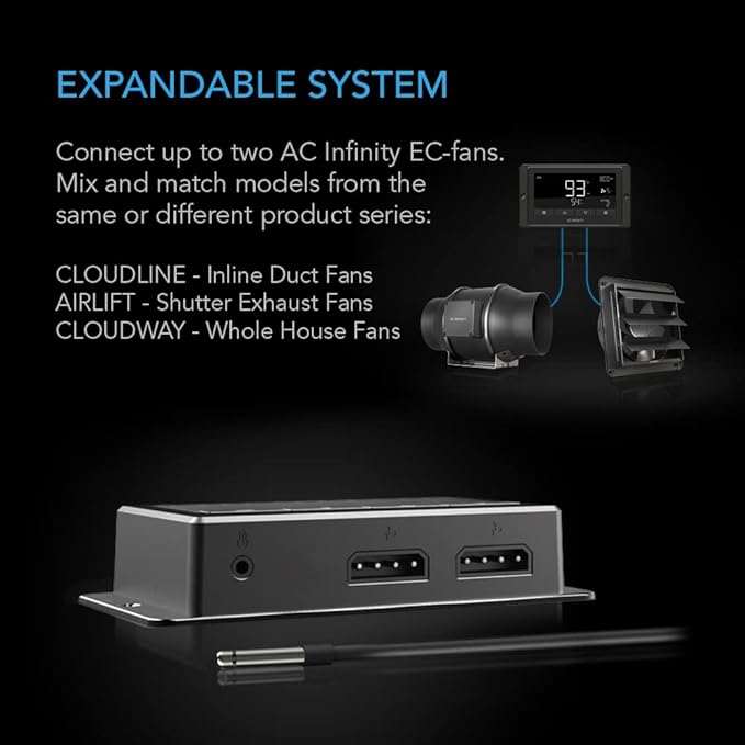 AC Infinity Controller 67, Smart Bluetooth Fan Controller with Temperature, Humidity, Schedules, Grow Cycles, Dynamic Speed Programming for CLOUDLINE Airlift Fans Cooling and Ventilation