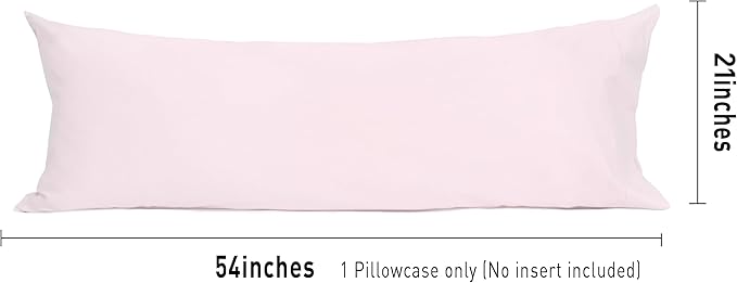 Sunflower Body Pillowcase 100% Cotton Long Pillow Cover/Case Envelope Closure 1 Pack, 21×54 inches Light Pink, Soft and Breathable