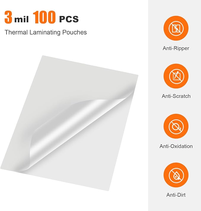 Bonsaii Laminating Sheets, 100 PCS 3mil Thermal Laminating Pouches, 9 x 11.5 inches, Letter Size, Clear and Durable, Suitable for Multiple Fields of Use-LP100