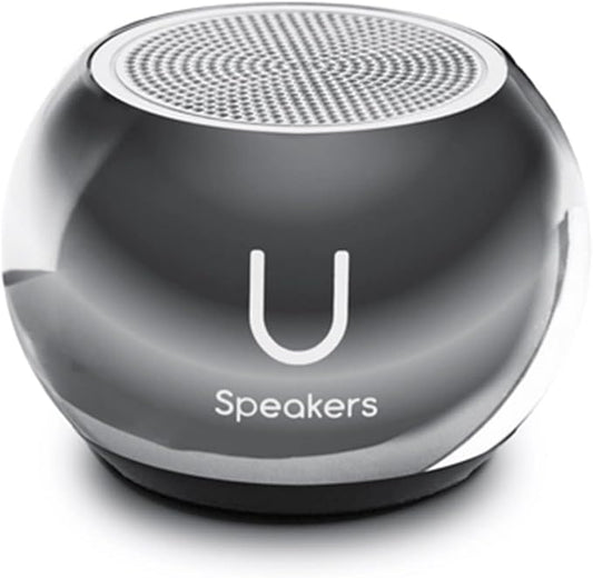 Fashionit U Mini - Small Bluetooth Speaker Wireless - Mic & Remote Shutter, Portable Bluetooth Speakers, Rich Sound for Home & Outdoor, White Elephant Gifts for Adults - Mirror Hematite