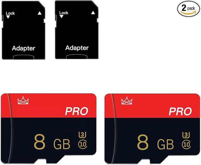 2 Pack Micro Memory Card 8GB Class 10 with Adapter High Speed Memory Card for Tablet,Camera,Drone