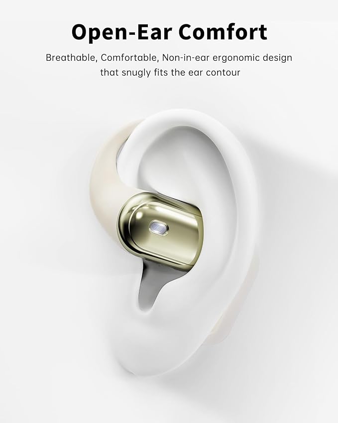 Open-Ear Headphones, Over Ear Earbuds with Ear Hooks, True Wireless Bluetooth Earphones with Microphone, Touch Control, Clear Calls, 60H Playtime, IPX7 Waterproof for Running and Workouts