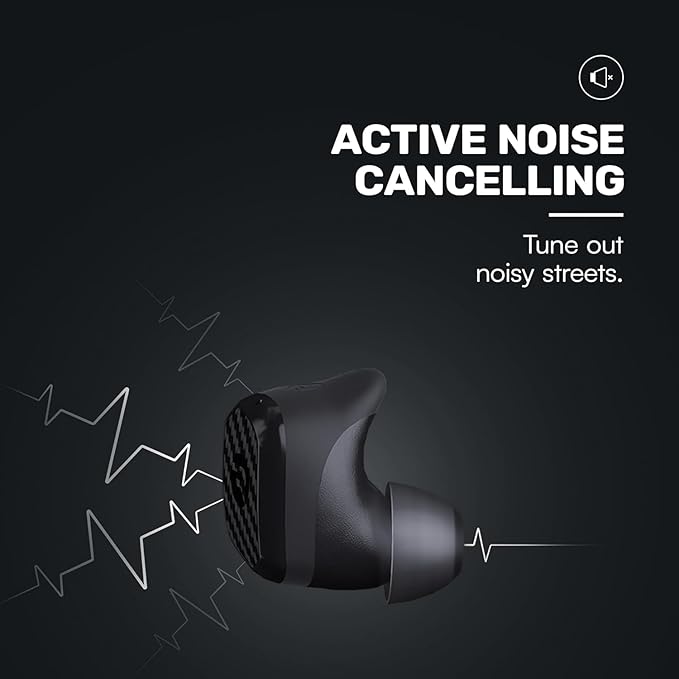 Raycon Impact Earbuds Military-Grade Impact Resistant, IP67 Bluetooth Earbuds with Stereo Sound, 90 Hours of Battery Life, Active Noise Cancellation (Black)