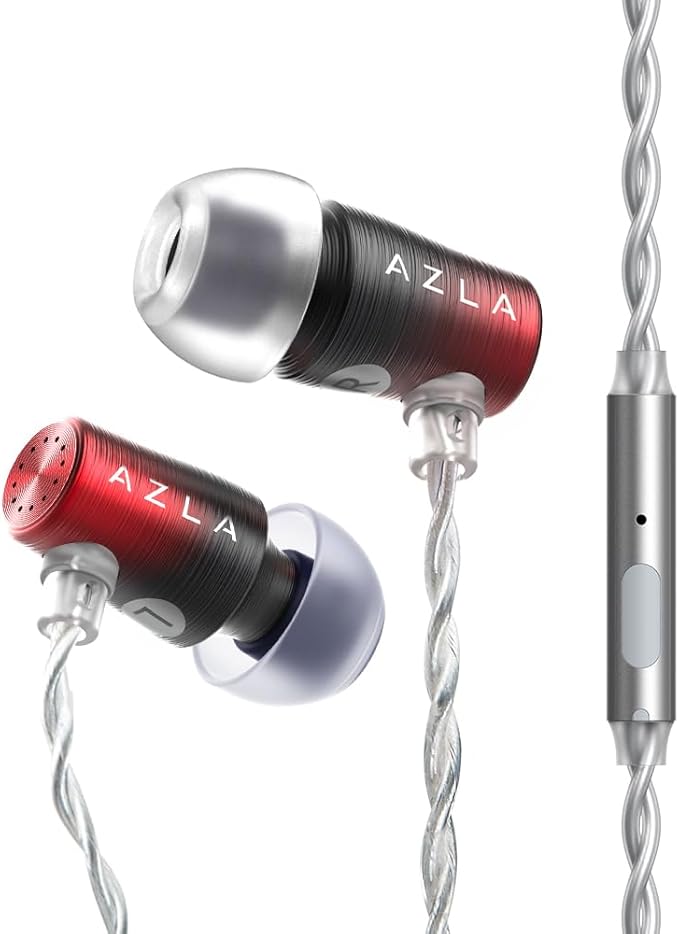AZLA AZEL GEN 3 Gaming Earbuds with Mic – Award-Winning IEMs Tuned for FPS Games – Compatible with PS5, Xbox, PC –Positional Audio & Clear Voice Chat– Wired Gaming Headset for Gamers (Red Black)