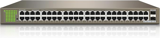 Tenda TEG1050F, 48 Port Gigabit Switch, Unmanaged Ethernet Switch with 48 Gigabit Ports & 2 SFP Slots, Plug & Play, Desktop/ Rack-Mount, Fanless & Metal Design, Limited Lifetime Protection