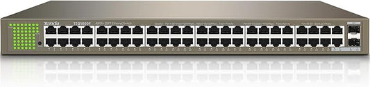 Tenda TEG1050F, 48 Port Gigabit Switch, Unmanaged Ethernet Switch with 48 Gigabit Ports & 2 SFP Slots, Plug & Play, Desktop/ Rack-Mount, Fanless & Metal Design, Limited Lifetime Protection
