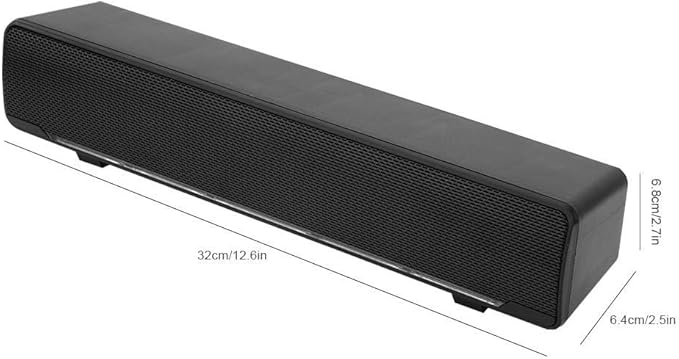 Bewinner USB Wired Soundbar, 3.5mm Stereo Soundbar Music Player Bass Surround Sound Box for Desktop Laptop TV Smartphone Tablet PC MP3 MP4, Portable Subwoofer Home Audio Speakers(Black)