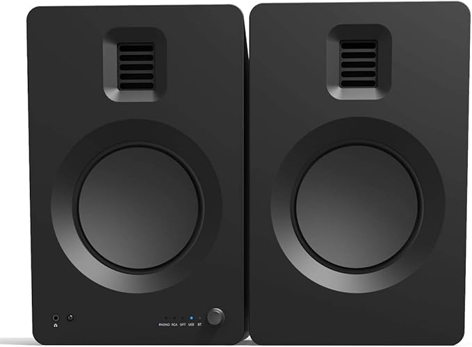 Kanto TUK Premium Powered Speakers - Pair with S6 Desktop Speaker Stands (Black)