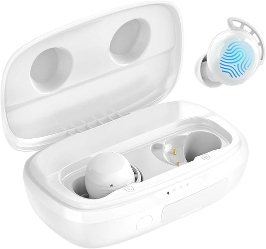 Tribit Wireless Earbuds, 110H Playtime Bluetooth 5.3 IPX8 Waterproof Call Noise Reduction Bluetooth Earbuds Headphones with Mic Earphone in-Ear Wireless Earphones, Flybuds 3 White