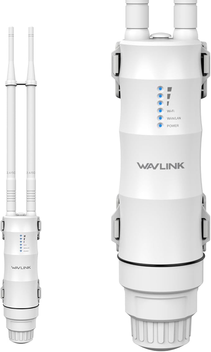 WAVLINK AC1200 Outdoor Long Range WiFi Extender/Wireless Access Point with Active/Passive POE,WAN/LAN Port,IP67 Waterproof, Dual Band 5G+2.4G, 2x7dBi Antennas,Supports Router/AP/Repeater Modes