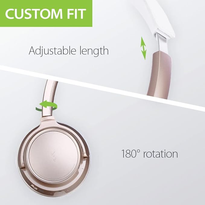 Avantree AH6B - Bluetooth On Ear Headphones with Detachable Mic for Work in Office or at Home, Premium Sound, Soft Padding, Lightweight, Wireless & Wired Headset for Phone PC Laptop, Champaign Gold