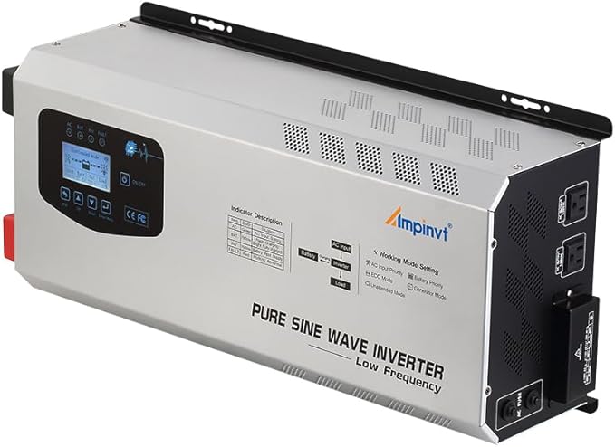 6000W Peak 18000watts Pure Sine Wave Power Inverter 48V DC to 120/240 VAC Split Phase with Battery AC Charger,Off Grid Low Frequency Solar Inverter