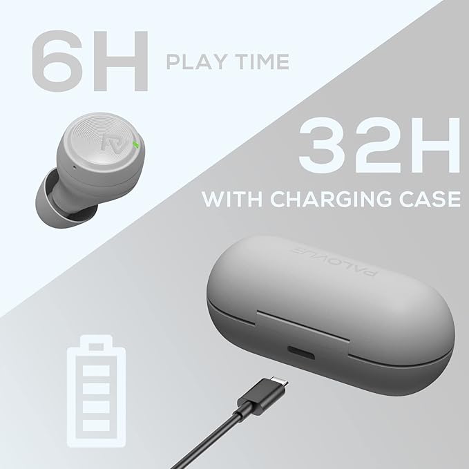 PALOVUE Wireless Earbuds, in-Ear Earphones with Bluetooth 5.3, Built-in Mic, 35H Playtime Deep Bass Stereo, with Lightweight Compact Charging Case for Sport/Work Compatible iPhone Android