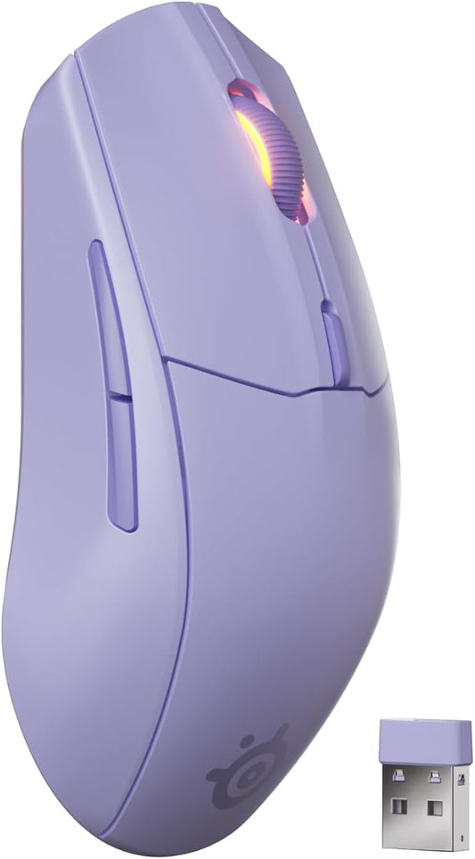 SteelSeries Rival 3 Wireless Gen 2 Gaming Mouse — 2.4GHz and Bluetooth — 18000 DPI TrueMove Air Optical Sensor — 60 Million Click Durability — Light-Weight — 100% PTFE Feet — Lavender