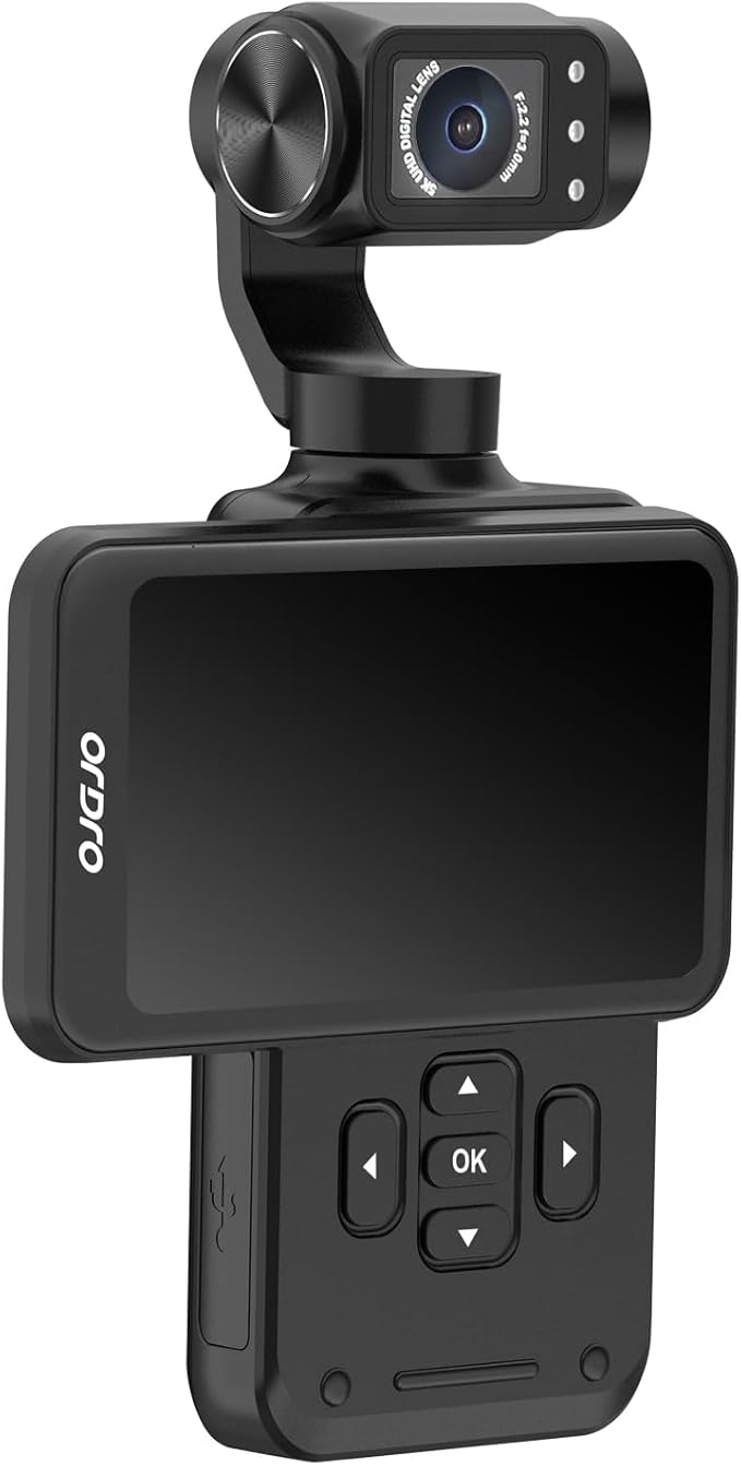 ORDRO M5 5K Handheld Video Camera Vlogging Camcorder 3.5-inch Rotating Touch Screen 3-Axis Stabilization IR Night Vision WDR Face Follow 120 ° Wide Angle Long Battery Life