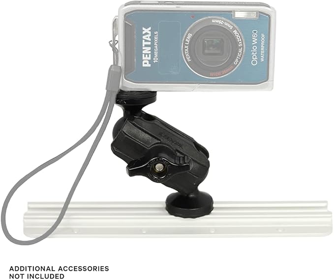 YakAttack Articulating Camera Mount | 5.5" Tall with ScrewBall Base | Compatible with GoPro & 1/4-20 | Low-Profile Adjustable Track Mount for Kayaks | Made in USA