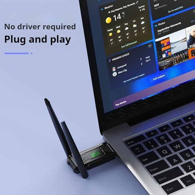 USB WiFi Adapter,1300Mbps WiFi USB 3.0 Dual Band 5G/2.4G Wireless Network Adapter for Desktop Laptop PC, Dual 2dBi Antennas,Supports Windows 11/10/8.1/8/7