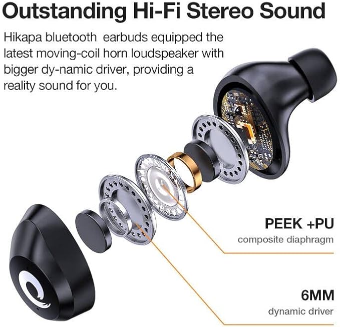 X9 Wireless Earbuds Bluetooth 5.3 Headphones Waterproof Stereo Earphones in Ear Touch Control with Microphone Headset with Deep Bass for Sport, Gaming and Running(Black)