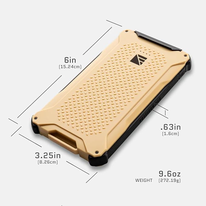 Dark Energy Poseidon Pro Indestructible Portable Charger | USB-A and USB-C Connectors, Ultra-Durable Armorflex, Long Lasting Battery, 10,000 mAh | Signature Series Plugs, Desert Tan