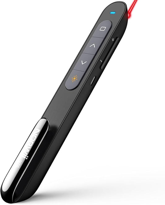 Norwii N76 Rechargeable Presentation clicker with Pointer, Long Range Presentation Remote, Wireless Presenter for PowerPoint Presentations, Slide Control (Black with Red Light)