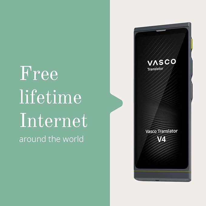 Vasco V4 Language Translator Device | 112 Languages | Free Lifetime Internet in Almost 200 Countries | Stone Gray