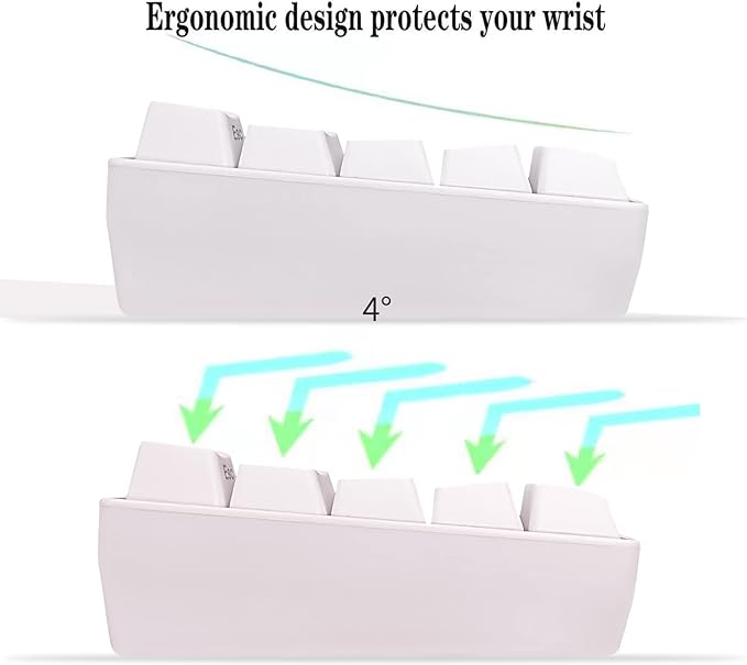 Snpurdiri 60% Wired Gaming Keyboard, 61 Keys RGB Backlit Wrist Rest Ultra-Compact Mini Waterproof Keyboard for PC Computer Gamer (White)