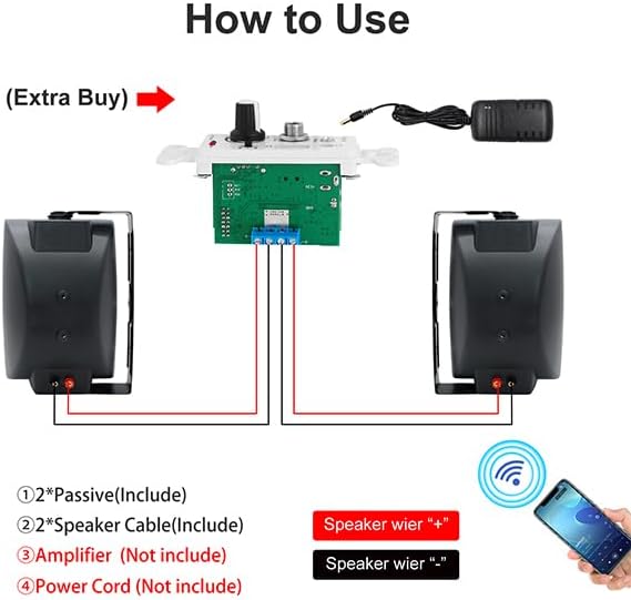 STUDIOFINIX 6.5 Inch 400W Outdoor Speakers Wired Waterproof Passive with Powerful Bass, Wall Mount Speakers for Patio Garden Poolside Home(Pair,Black)