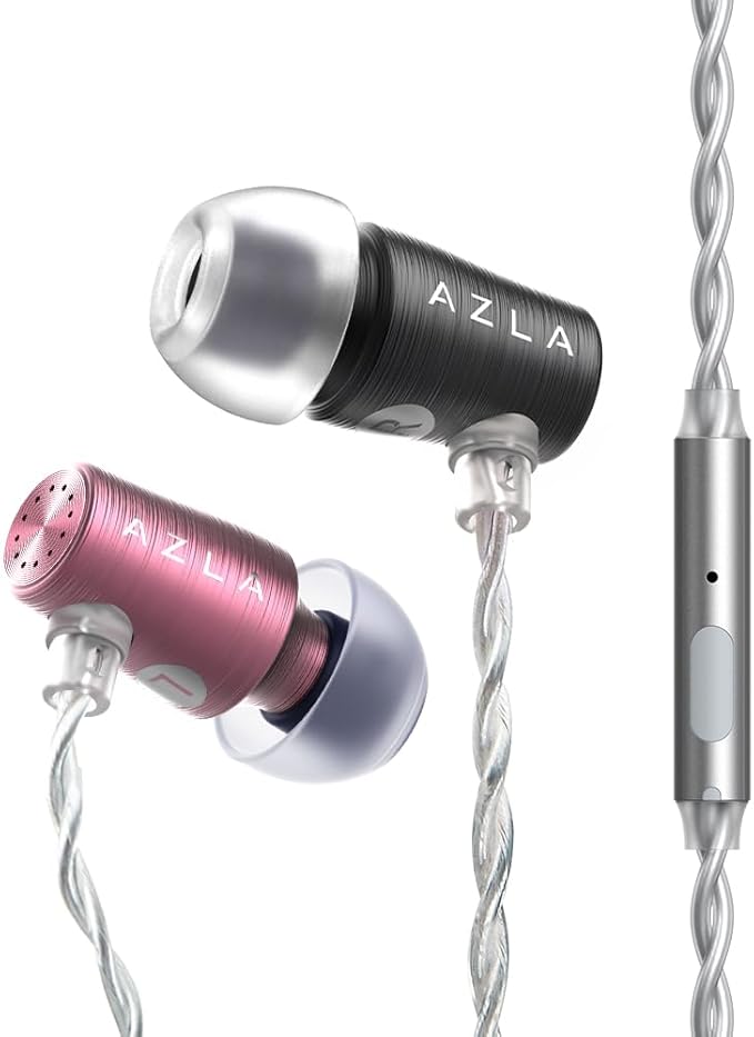 AZLA AZEL GEN 3 Gaming Earbuds with Mic – Award-Winning IEMs Tuned for FPS Games – Compatible with PS5, Xbox, PC –Positional Audio & Clear Voice Chat– Wired Gaming Headset for Gamers (Pink Black)