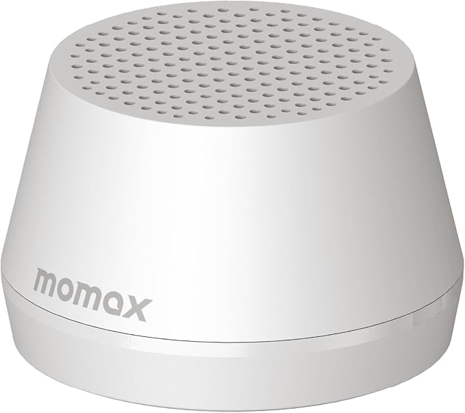 MOMAX Mini Portable Bluetooth Speaker - Magnetic Waterproof Speaker with Balanced Sound, 12H Playtime, Indoor Speaker True Wireless Stereo Pairing for Home, Bedroom, Bathroom, Gift Ideas, White