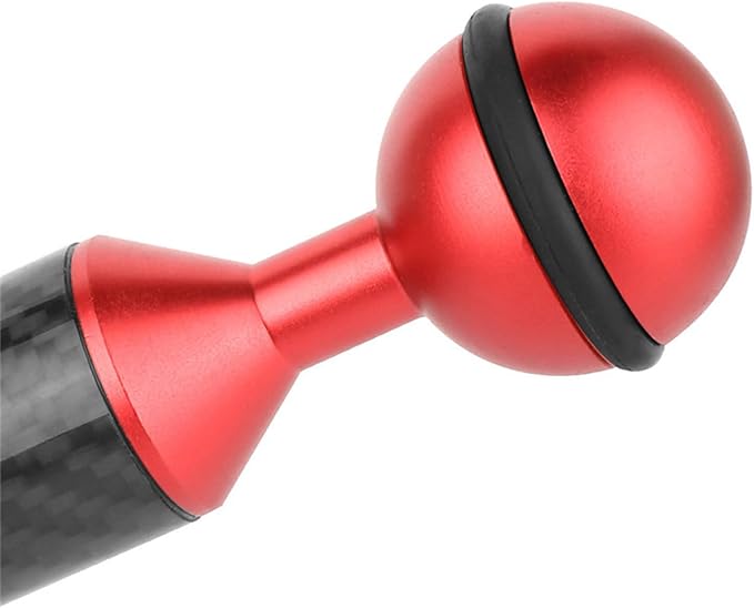 Carbon Fiber Underwater Float Arm, 1-inch Dual Ball Buoyancy Arm for Underwater Camera Tray, Video Light & Strobe for Scuba Diving Photography & Videography (Red, 9 inches)