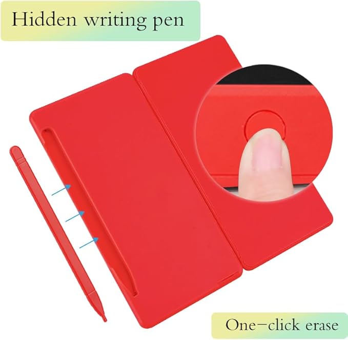 Desk Calculator, Desktop Small Calculators with Writing Notepad, Basic 4-Function Math Large Button Calculator, School Supplies for Kids, Middle/High School Students (Red)