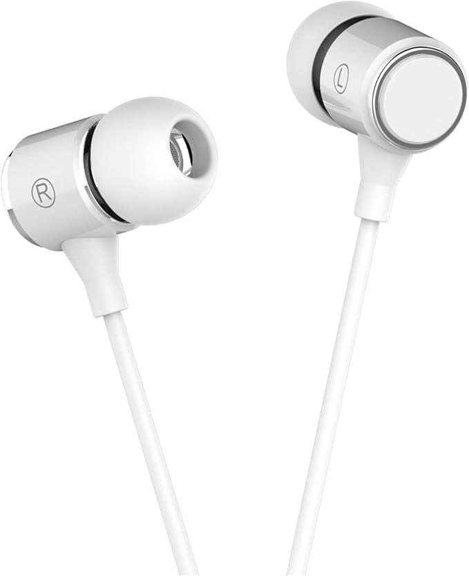 Long Cord Wired Earbuds no Microphone Headphones Watching tv with Extra Noise isolating Blocking bass Ear Buds Without mic Corded Length Earphones