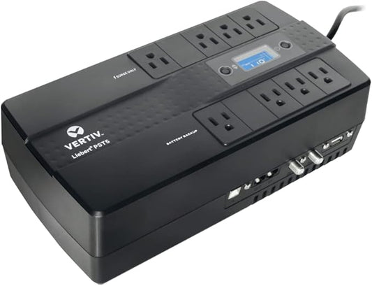 Vertiv Liebert PST5 UPS - 850VA/500W 120V Standby Power, 8 Outlets, Battery Backup with Surge Protection, LCD Screen, Energy Star Certified, 3 Year Warranty, Free Shutdown Software (PST5-850MT120)