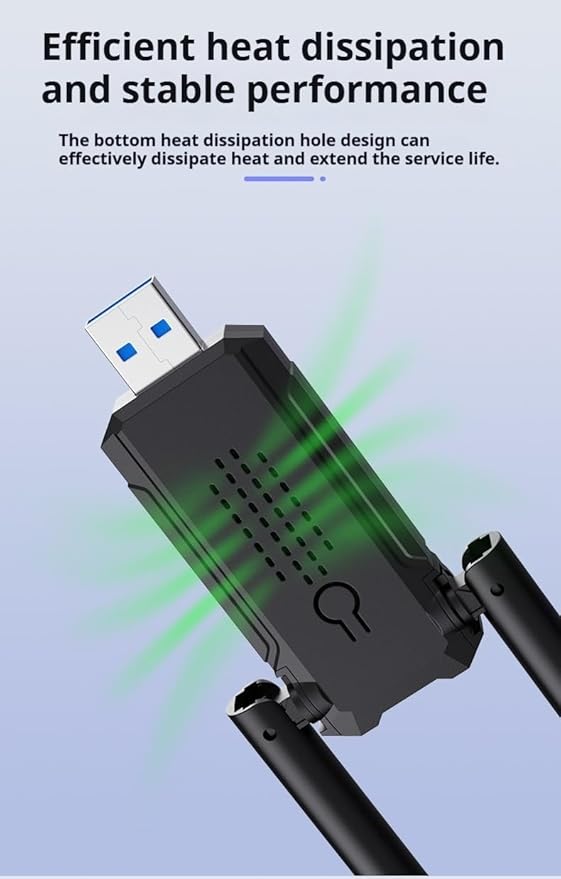 USB WiFi Adapter,1300Mbps WiFi USB 3.0 Dual Band 5G/2.4G Wireless Network Adapter for Desktop Laptop PC, Dual 2dBi Antennas,Supports Windows 11/10/8.1/8/7