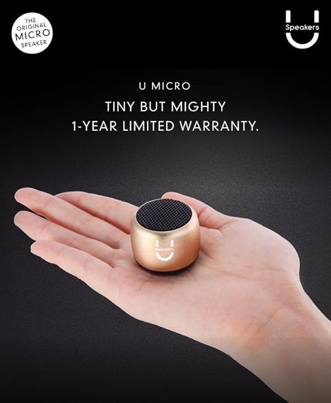 Fashionit U Micro - Small Bluetooth Speaker | Coin-Sized Speakers Bluetooth Wireless with Built-in Mic & Remote Shutter | Portable Rich Sound for Travel, Shower, Beach | Mirror Hematite