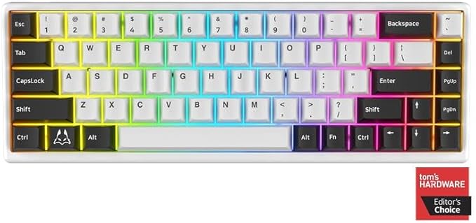 ARBITER Polar 65 - CNC Magnetic Gaming Keyboard w Rapid Trigger, Hall Effect Switches, CNC Aluminum Frame, Rapid Key, 65% Compact, Bright RGB, Dual-Shot PBT Keycaps - White Panda