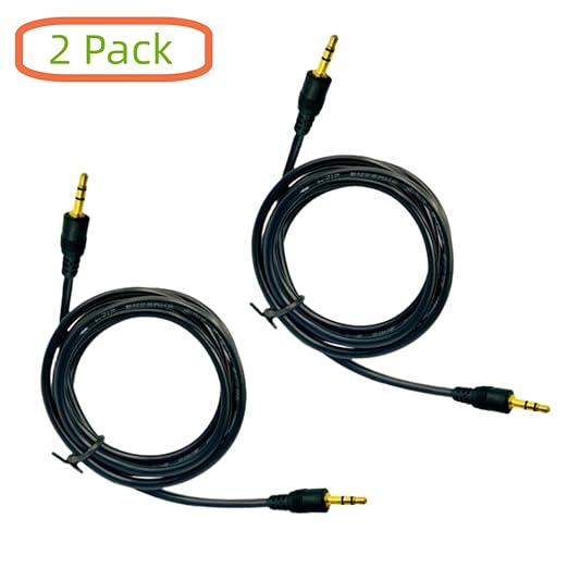 AUX Cable, 3.5mm TRS Auxiliary Audio Cable, 5ft Hi-Fi Sound Aux Cord for Headphones,Car,Home Stereos,Speaker,iPod,iPad,Sony,Echo Dot - 2 Pack
