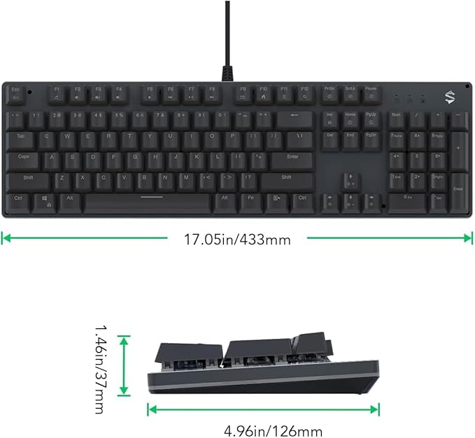 Black Shark RGB Mechanical Gaming Keyboard LED Backlit Wired Keyboard with Red Switches, Fully Programmable, Anti-Ghosting 104 Keys for Desktop PC, Sixgill K2