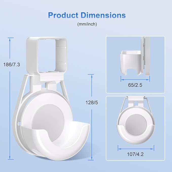 suptek Wall Mount Holder for Echo Dot 3rd Gen, Outlet Wall Mount Stand for Alexa, with Built-in Cable Management, Wall Screw or Stick-on Option, White,S5W