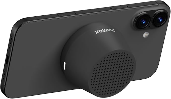 MOMAX Mini Portable Bluetooth Speaker - Magnetic Waterproof Speaker with Balanced Sound, 12H Playtime, Indoor Speaker True Wireless Stereo Pairing for Home, Bedroom, Bathroom, Gift Ideas, Black