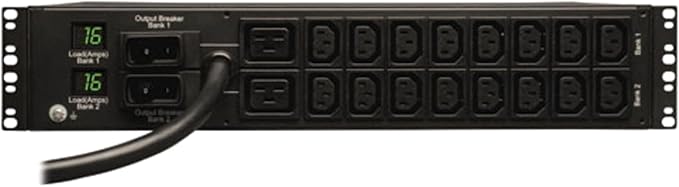 Tripp Lite Metered PDU, 18 Outlets (2-C19, 16-C13), IEC-309 230V 32A Blue, 12 ft. Cord, 2U Rack-Mount Power (PDUMH32HV),Black