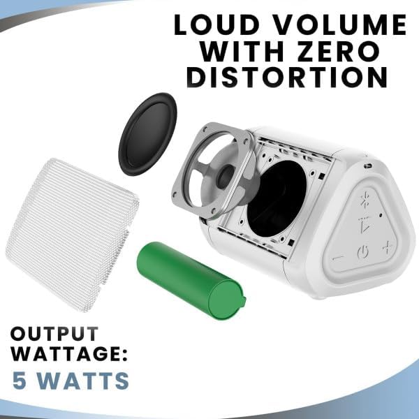 Angle Solo Portable Speaker - IPX5 Water-Resistant 5.0 Bluetooth Speaker with 100Ft Wireless Range and up to 10Hrs Playtime by OontZ (White)