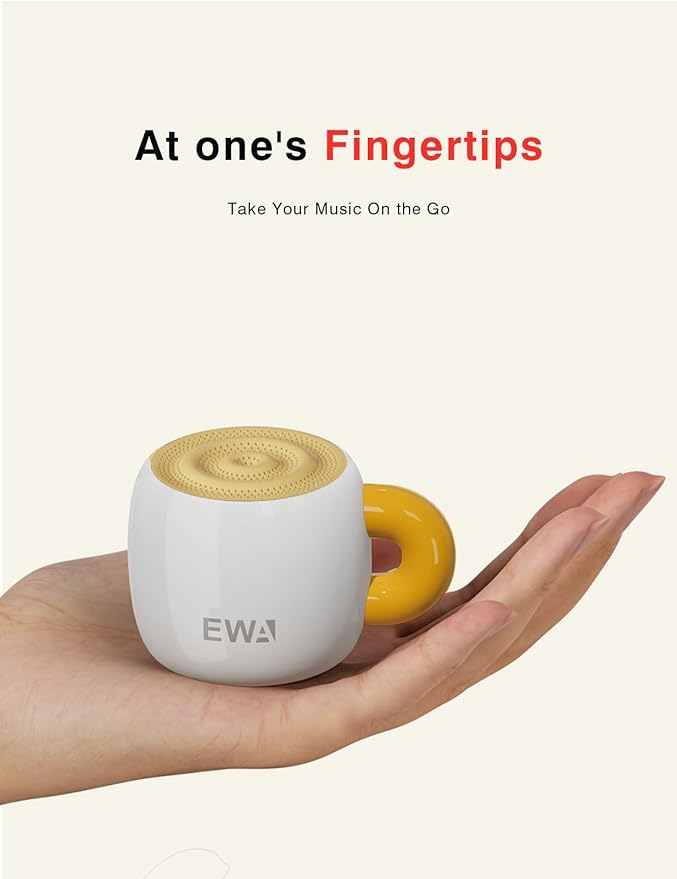 EWA Bluetooth Speaker, Mini Portable Bluetooth Speaker with Creative Cup-Shaped Design, IP67 Waterproof, Loud & Clear Sound, Ideal Gift for Desk, Travel & Holidays, A163 (White)