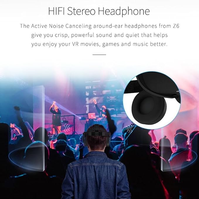 VR Headset for iPhone & Android Phones with Wireless Headphones, Virtual Reality Goggles Set for 4.5"-6.5" Phones，3D VR Glasses for IMAX Movies &VR Games