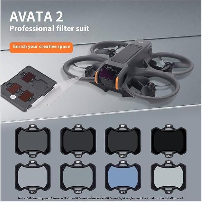 Lens Filter/Filter Set for DJI Avata 2 Drone Waterproof, UV-Blocking Multi-Layer Coated HD Neutral Density Filter (Night)