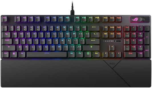 ASUS ROG Strix Scope II Wired Full Size Gaming Keyboard, 100% Layout Ergonomic Mechanical Keyboard with Pre-lubed ROG NX Snow Switches, PBT Doubleshot Keycaps, Streaming Hotkeys and Intuitive Controls