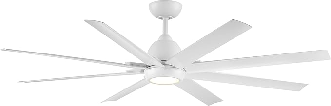 WAC Smart Fans Mocha XL Indoor and Outdoor 8-Blade Ceiling Fan 66in Brushed Aluminum with 3000K LED Light Kit and Remote Control works with Alexa and iOS or Android App